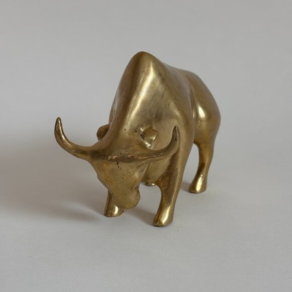 Other - Vintage Solid Brass Bull Figurine – Heavy Mid-Century Desk or Shelf Decor